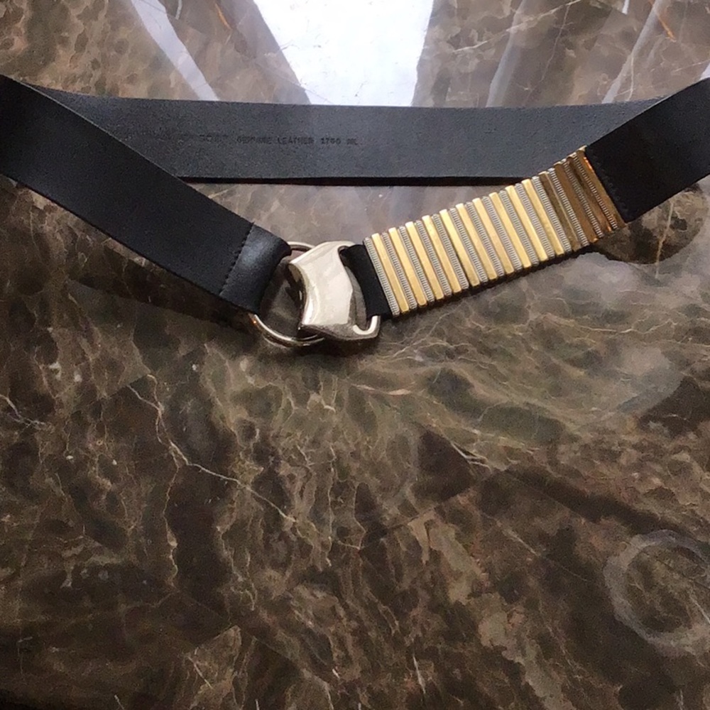 Black and gold BLack leather wrap belt